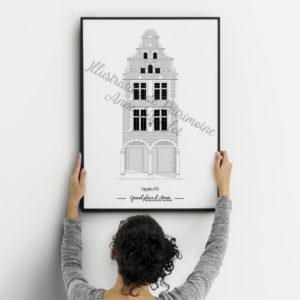 illustration_de_patrimoine_anne_létondot_affiche_carte_postale_arras_grand_place_maison_nord_pas_de_calais_hauts_de_france_architecture
