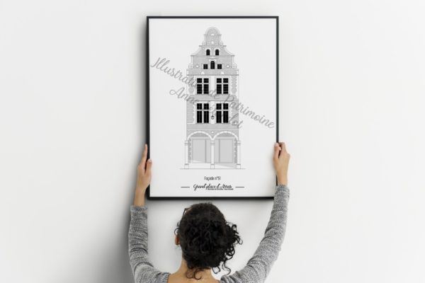 illustration_de_patrimoine_anne_létondot_affiche_carte_postale_arras_grand_place_maison_nord_pas_de_calais_hauts_de_france_architecture
