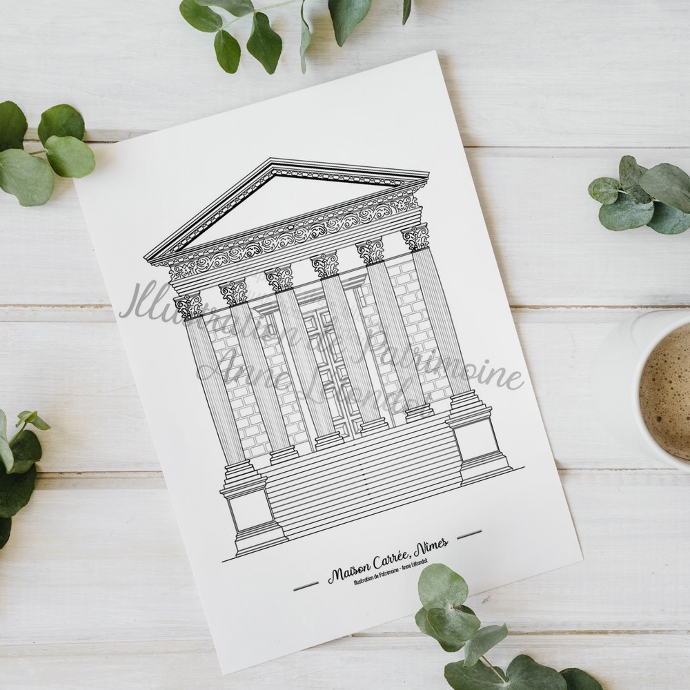 illustration_de_patrimoine_anne_létondot_boutique_Maison_carrée_nimes_patrimoine_paca_tourisme_souvenirs_de_vacances