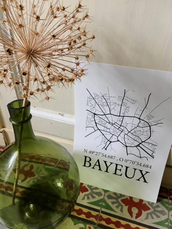 mapping-carte-urbaine-ville-Bayeux-normandie-calvados-illustration-de-patrimoine-plan-