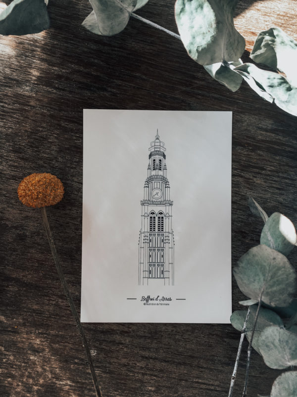 Illustration_de_patrimoine_boutique_en_ligne_illustration_beffroi_Arras