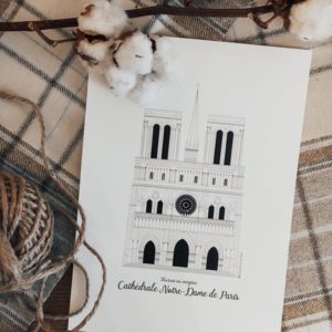 Illustration de patrimoine notre dame de paris affiche monument parisien patrimoine religieux cathédrale catholique