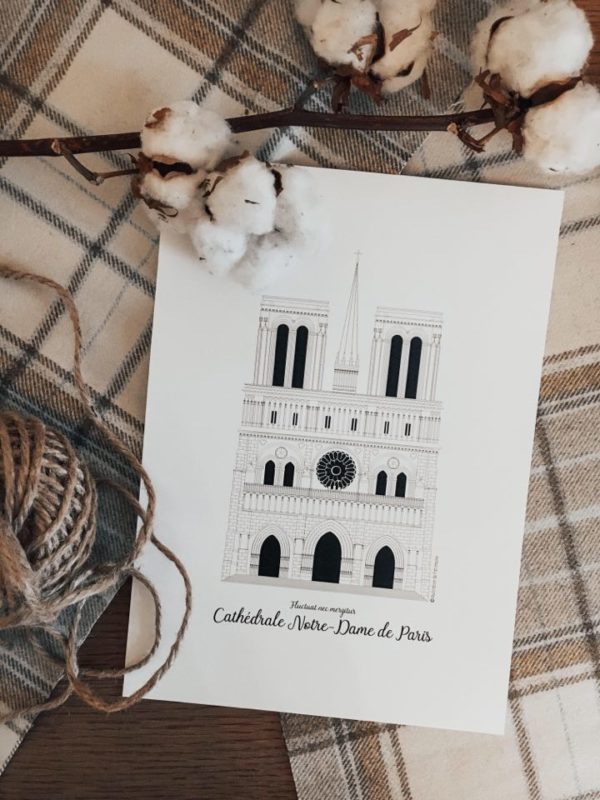Illustration de patrimoine notre dame de paris affiche monument parisien patrimoine religieux cathédrale catholique