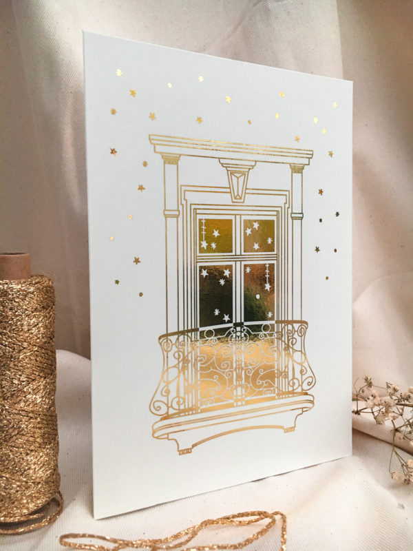 carte-doree-A5-edition-de-Noel-dorure-jolie-fenetre-illustration-de-Patrimoine