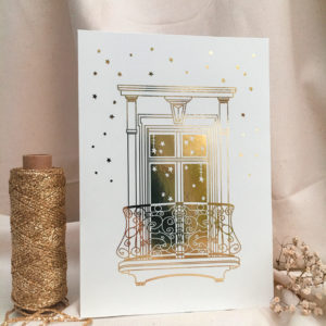 carte-doree-A5-edition-de-Noel-dorure-jolie-fenetre-illustration-de-Patrimoine