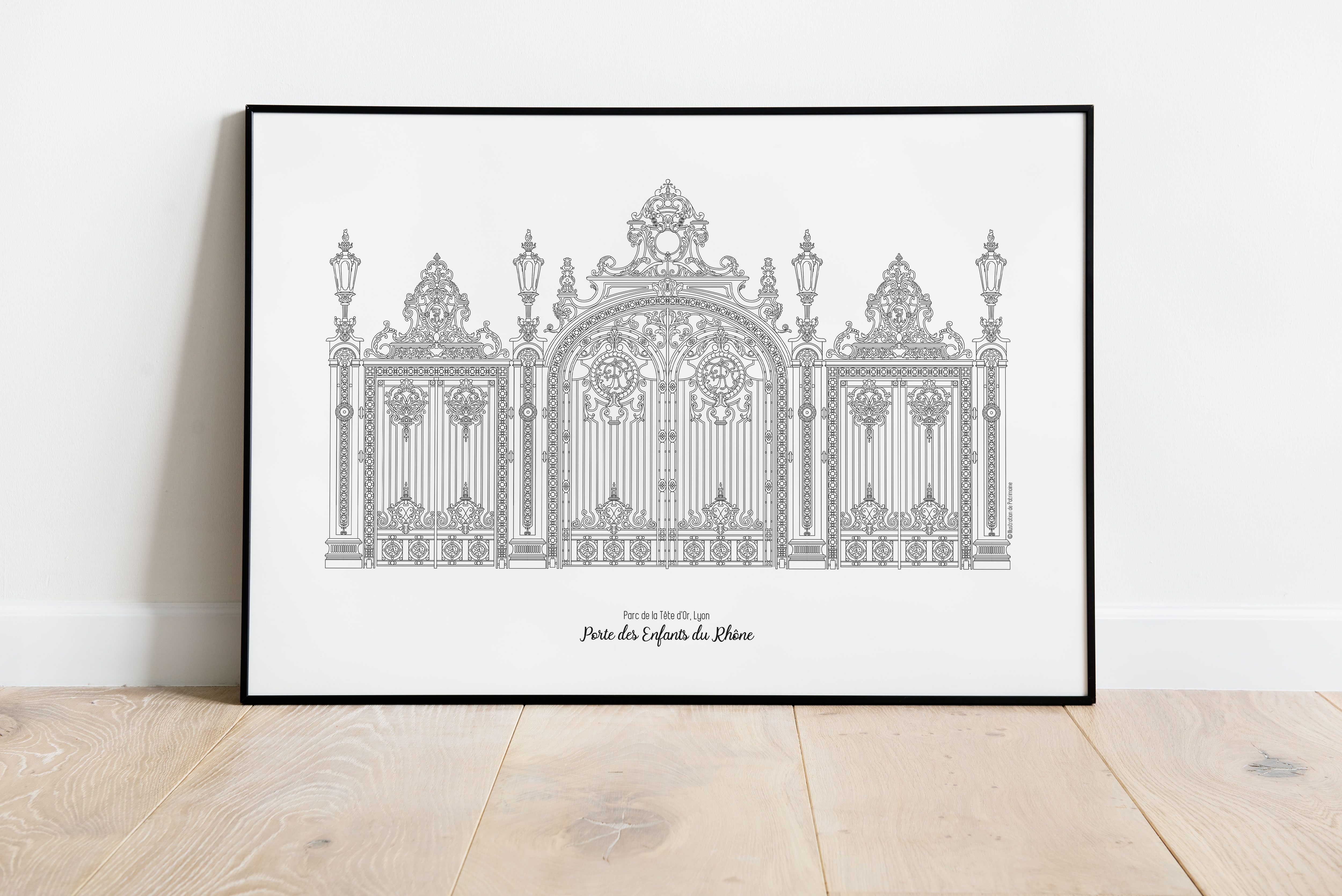 illustration-de-patrimoine-anne-vanrapenbusch-collection-imagerie-lyonnaise-parc-de-la-tete-dor-grille-lyon