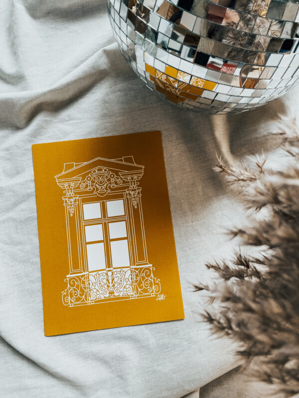 Illustration de Patrimoine Collection Jolies Fenetres colorées_jaune_soleil